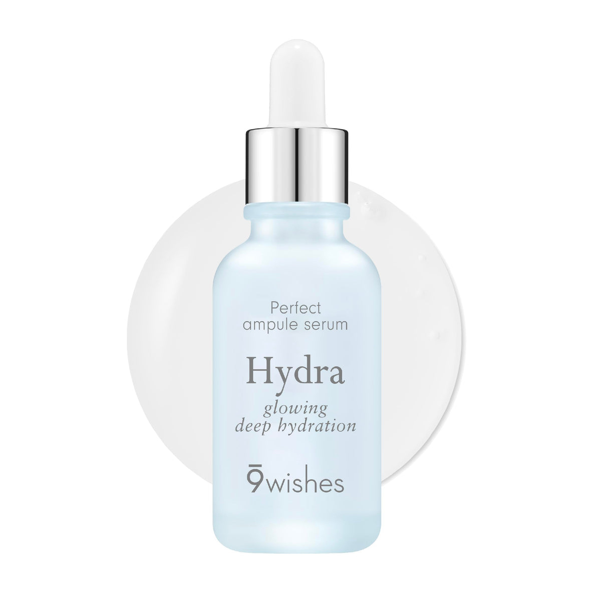 9 Wishes Hydra Ampoule II bottle closeup highlights premium packaging and hydration promise.
