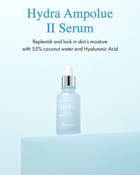 9 Wishes Hydra Ampoule II dropper dispensing serum for quick skin hydration.