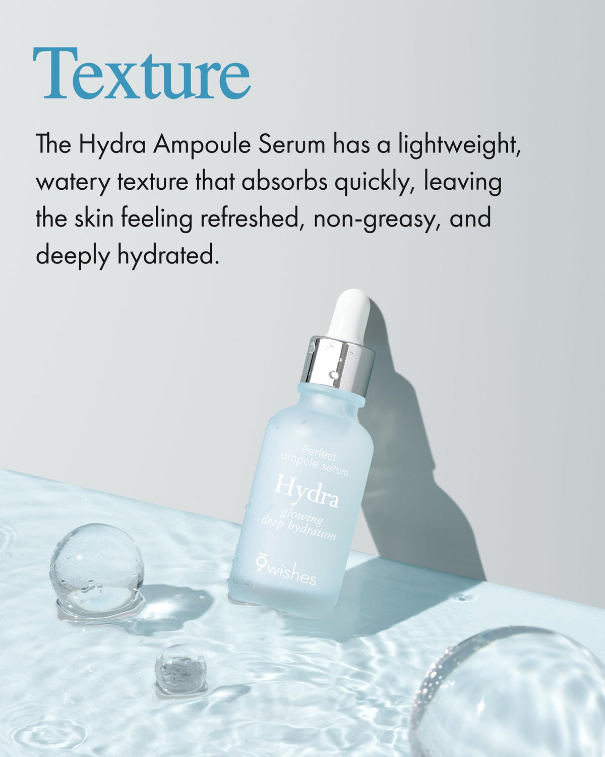 9 Wishes Hydra Ampoule II hyaluronic acid layers illustrating deep hydration.