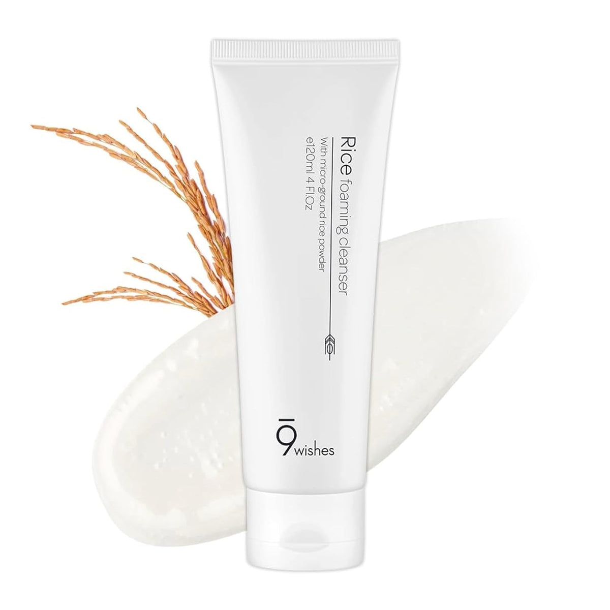9 Wishes Rice Foaming Cleanser bottle front showing gentle cleansing for all skin types
