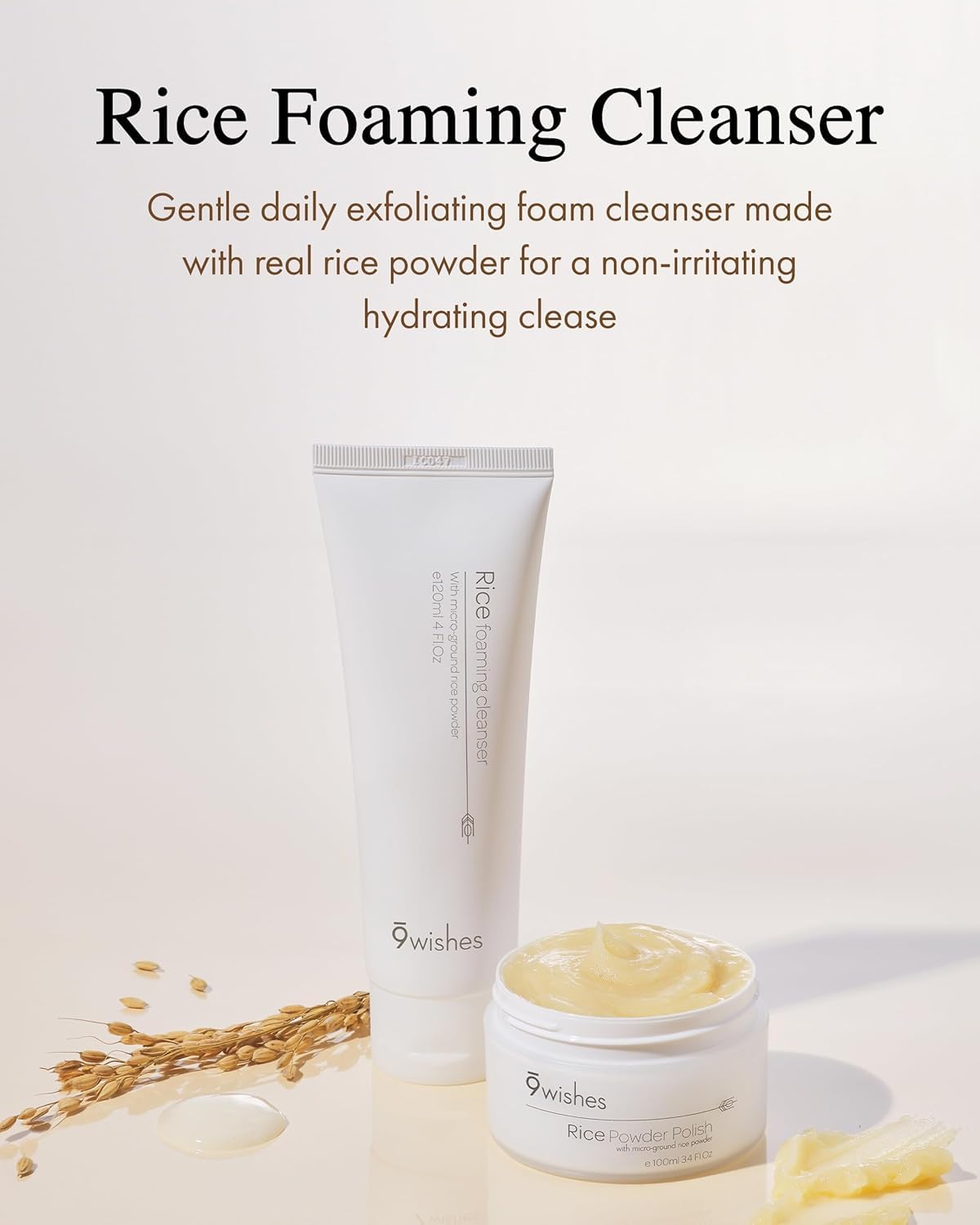 9 Wishes Rice Foaming Cleanser foam closeup highlighting creamy lather for daily use