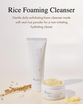 9 Wishes Rice Foaming Cleanser foam closeup highlighting creamy lather for daily use