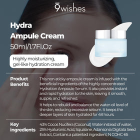 9 wishes Hydra Ampule Cream bottle front view for easy application.