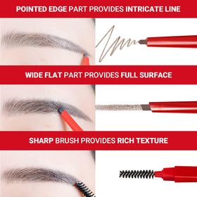 Espoir Brow Balance Pencil #3 Soft Brown crunchy texture reduces clumping for a natural look.