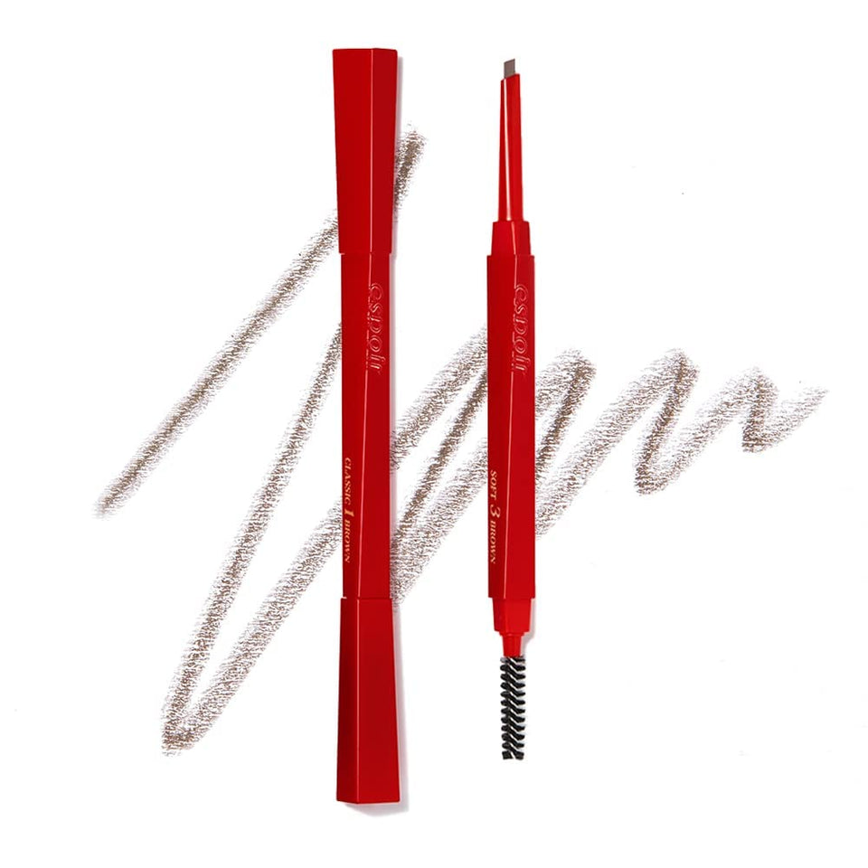 Espoir Brow Balance Pencil #3 Soft Brown triangular tip for precise, hair-like strokes.