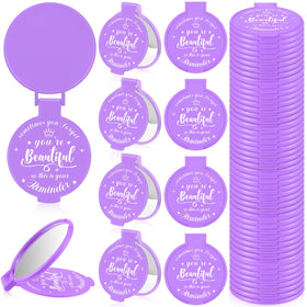 Gulfmew inspirational compact mirror, purple finish, daily motivation reminder.