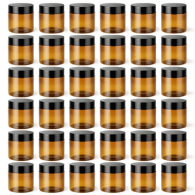 Loretoy 4 oz plastic jar with lid, durable and travel-ready.