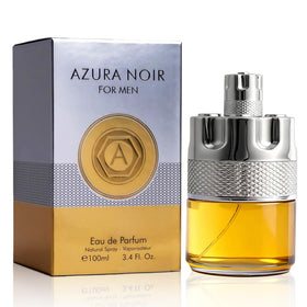 A CENTER Azura Noir bottle front highlights premium design and long-lasting fragrance presence.