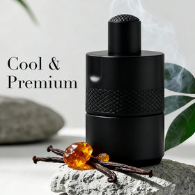 A Center Azura Noir Intense bottle side view highlights sleek silhouette and logo