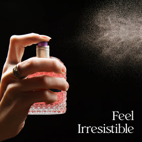 A CENTER crystal facets edp bottle catches light on a vanity
