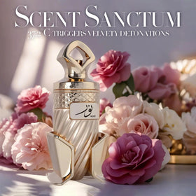 A CENTER Noor vanilla bean cedarwood note close-up suggests warm longevity.