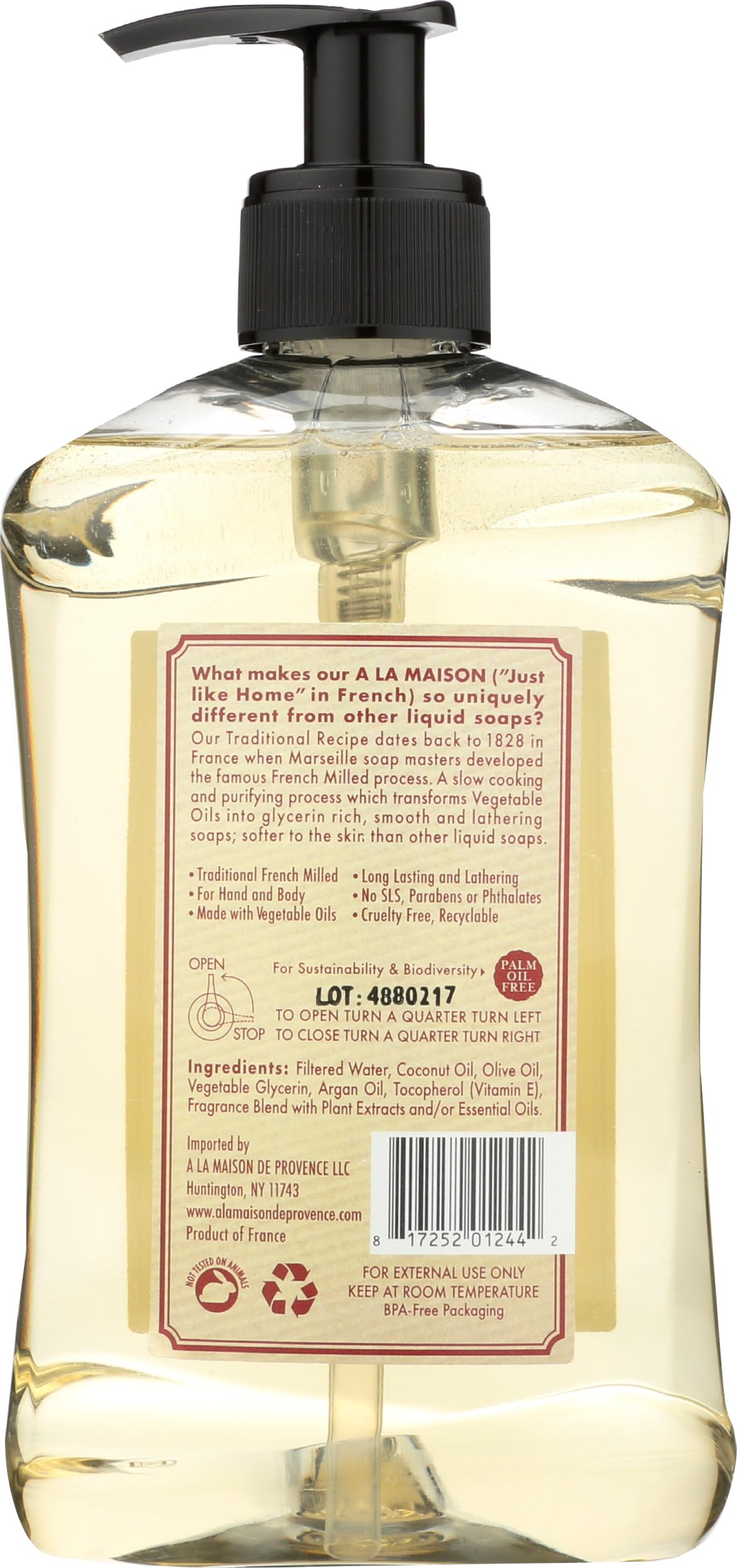 A La Maison Citrus Blossom bottle pour scene showing luxurious, gentle lather