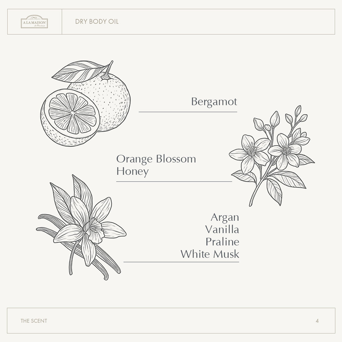 A LA MAISON Sweet almond and buriti oils provide moisture and a healthy glow.