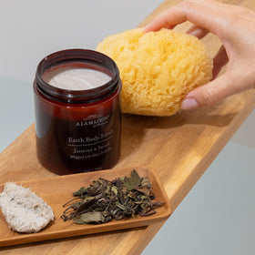 A LA MAISON Earth Body Scrub with shea butter and olive oil to nourish skin