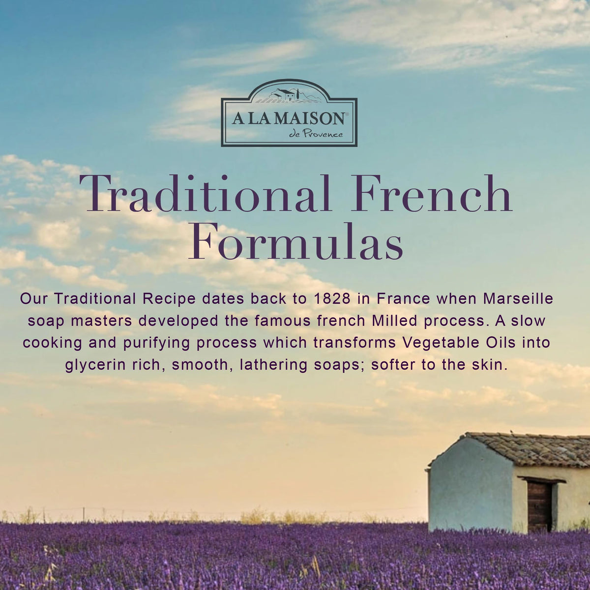 A LA MAISON hand soap rich lather hints at gentle cleansing without drying.