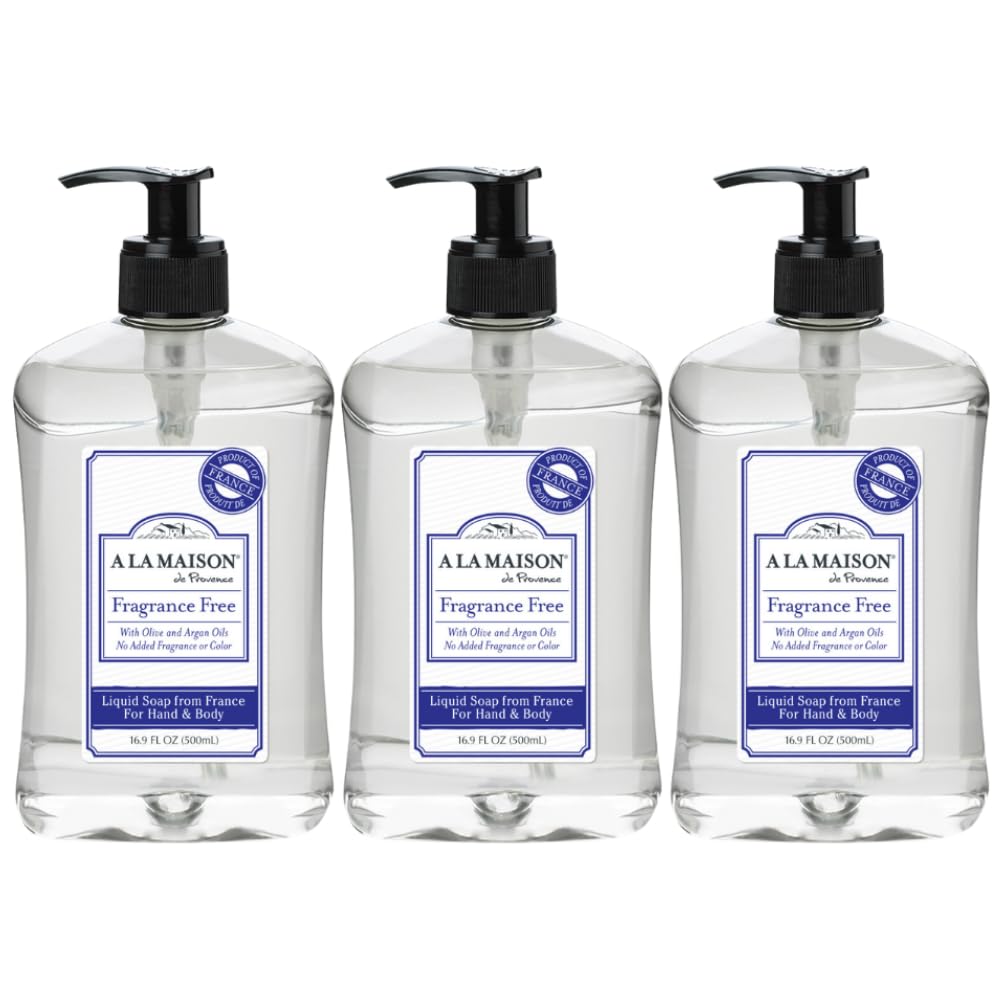 A LA MAISON French hand soap unscented bottle highlights gentle, fragrance-free cleansing.
