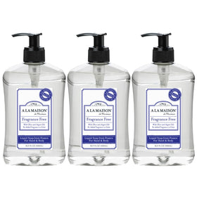 A LA MAISON French hand soap unscented bottle highlights gentle, fragrance-free cleansing.