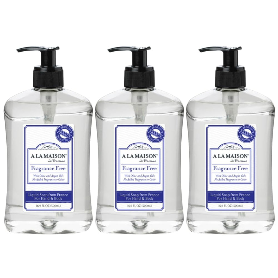 A LA MAISON French hand soap unscented bottle highlights gentle, fragrance-free cleansing.