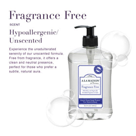 A LA MAISON hand soap unscented pour demonstrates easy dosing and a clean, mild lather.