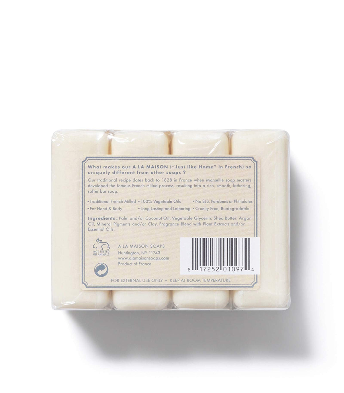 Nourishing oils in the soap hydrate skin during daily wash.