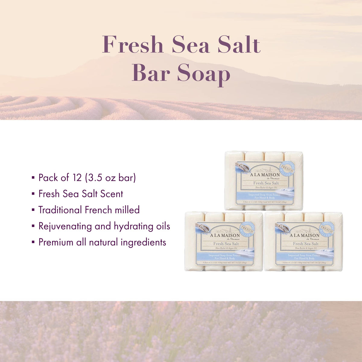 Close-up of the Fresh Sea Salt bar revealing silky lather and creamy texture.