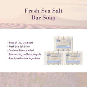 Close-up of the Fresh Sea Salt bar revealing silky lather and creamy texture.