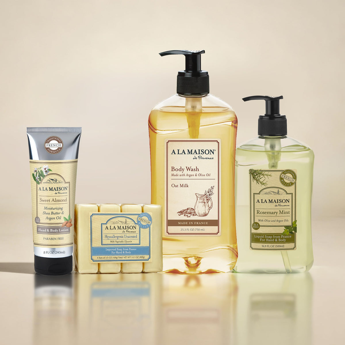 A La Maison Fresh Sea Salt Body Wash ingredients highlighted by natural plant oils.