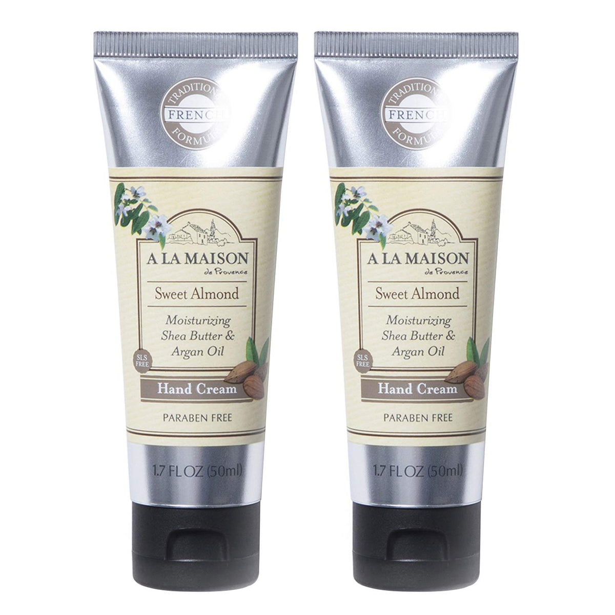 A LA MAISON Sweet Almond Hand Cream tube for quick hydration.