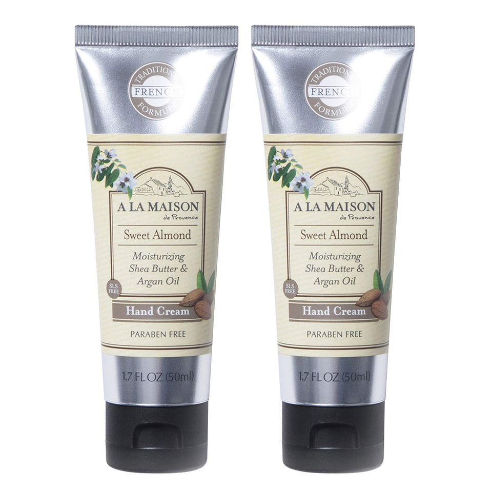 A LA MAISON Sweet Almond Hand Cream tube for quick hydration.