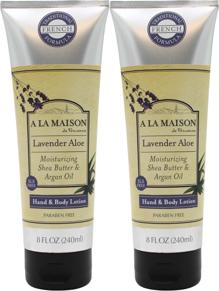 A La Maison Lavender Aloe Hand Cream bottle for soothing, long-lasting moisture
