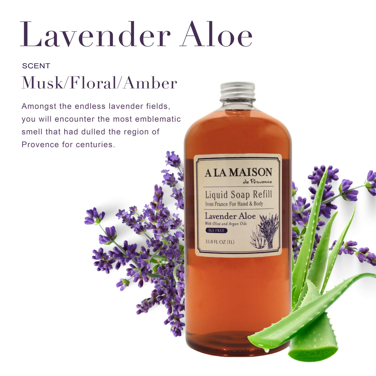 A LA MAISON label close-up highlighting authentic French craftsmanship and plant-based care.