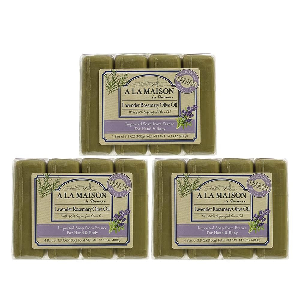 A LA MAISON lavender-rosemary-olive-oil bar soap with silky lather for daily cleansing.