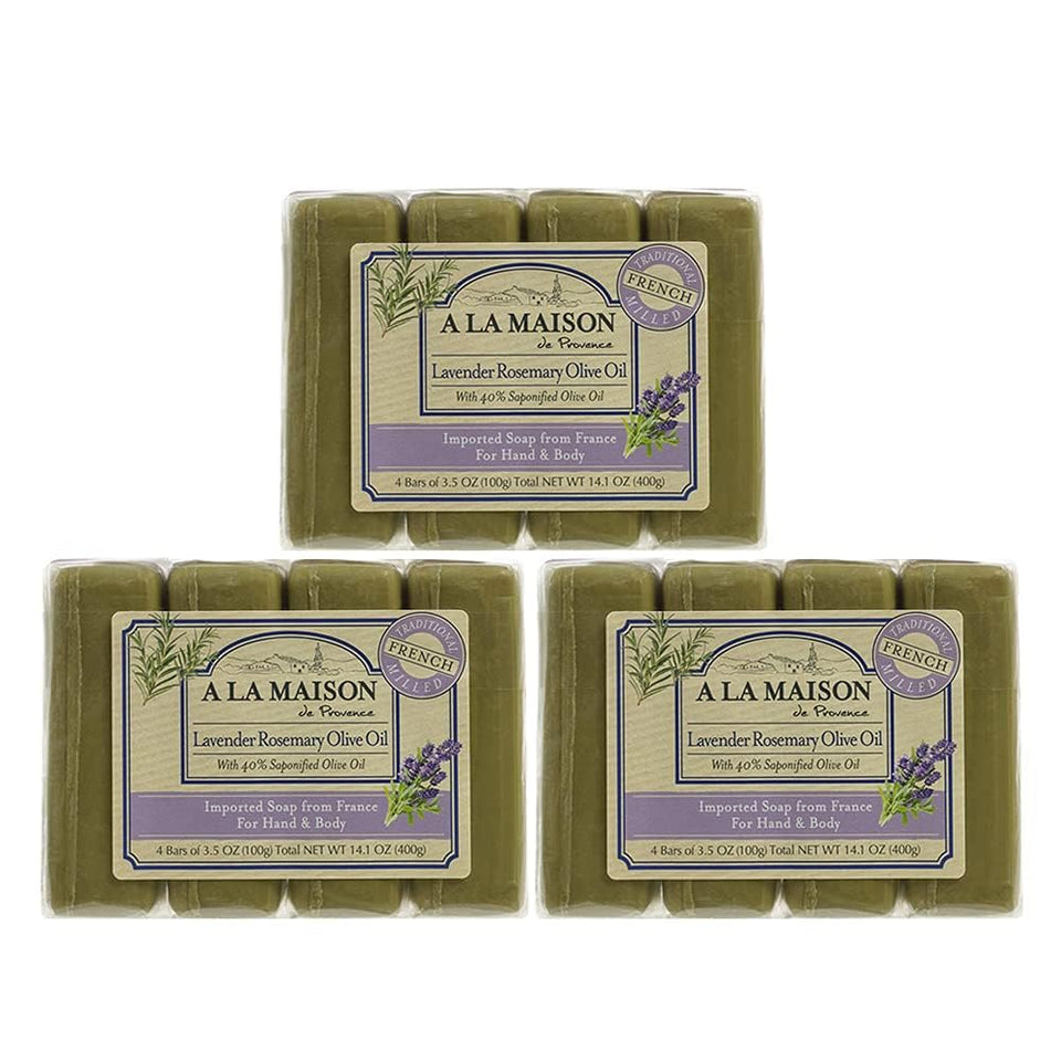 A LA MAISON lavender-rosemary-olive-oil bar soap with silky lather for daily cleansing.