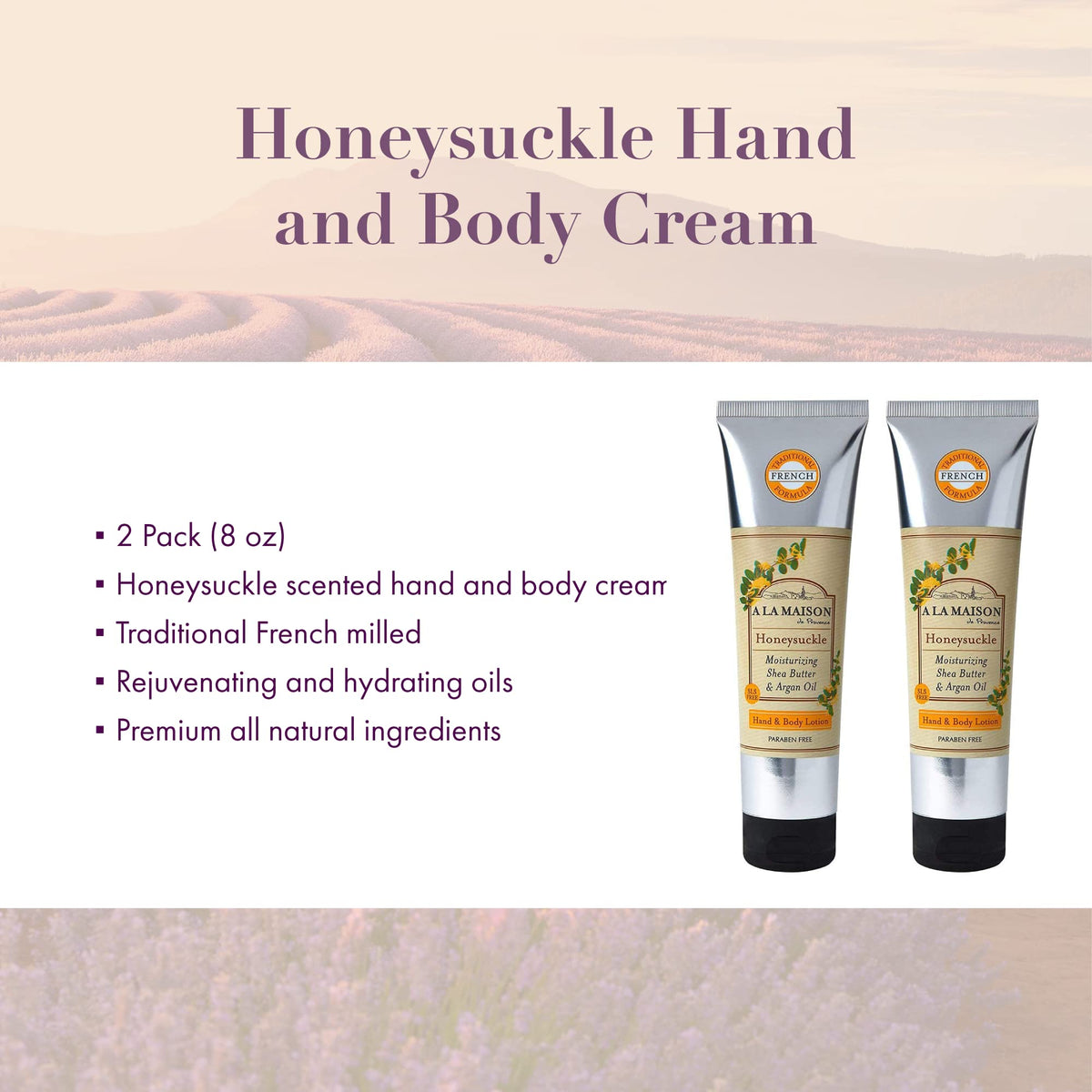 Close-up of A LA MAISON Honeysuckle lotion pump-dispense