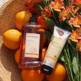 A LA MAISON Orange Bergamot Body Wash closeup scent highlights citrus notes