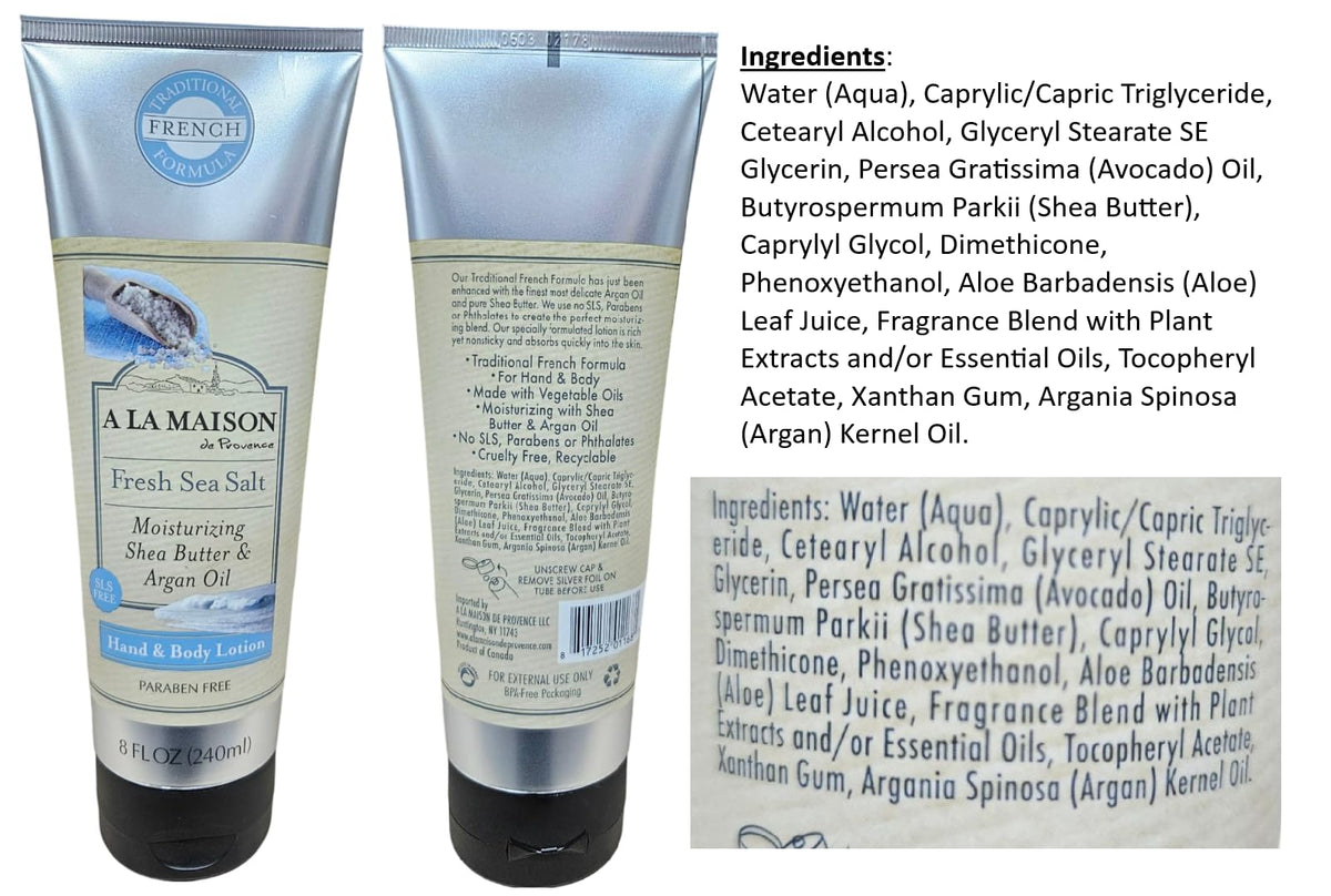 A LA MAISON De Provence Hand and Body Lotion 8oz pack feature