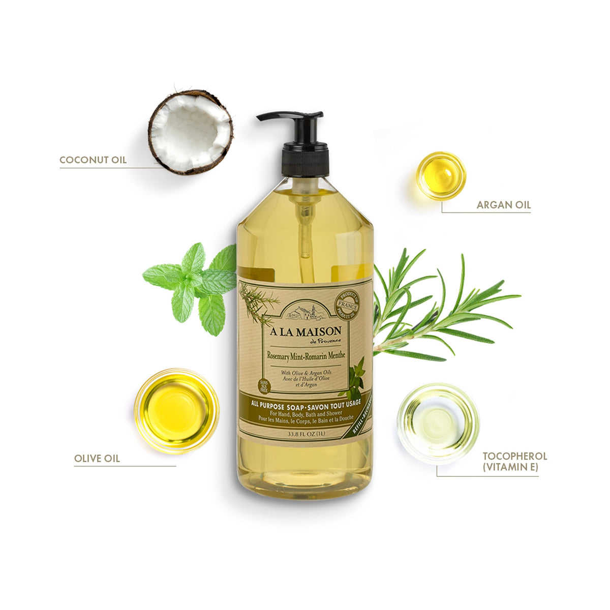 A La Maison Rosemary Mint foaming lather delivering a refreshing cleanse.