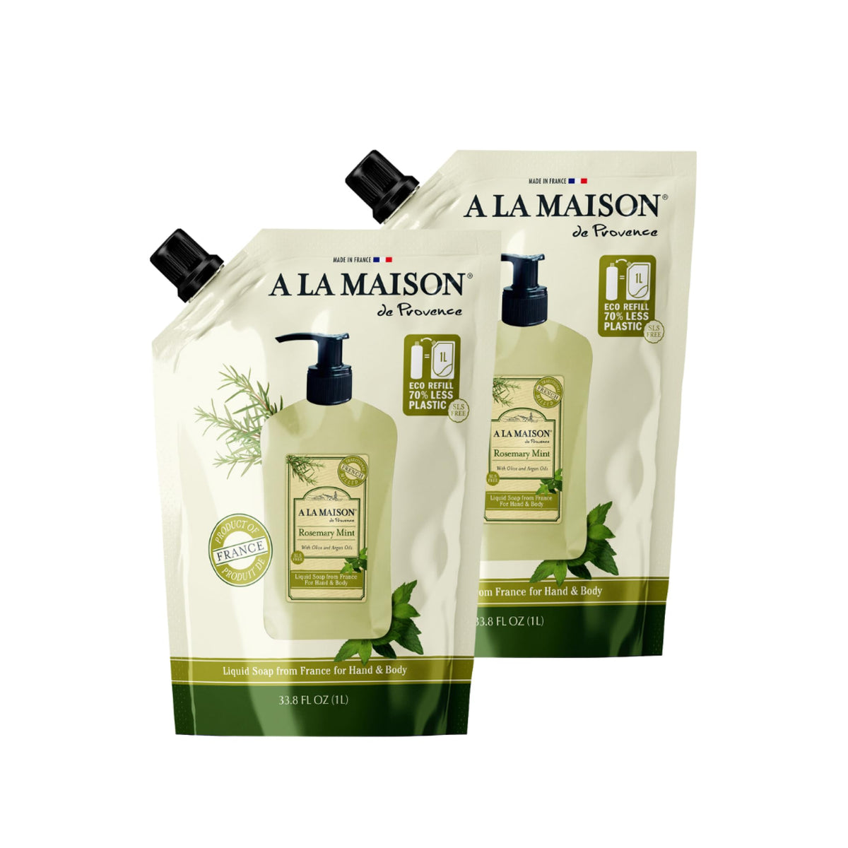 A LA MAISON rosemary mint refill bottle for eco-friendly, long-lasting hand care.