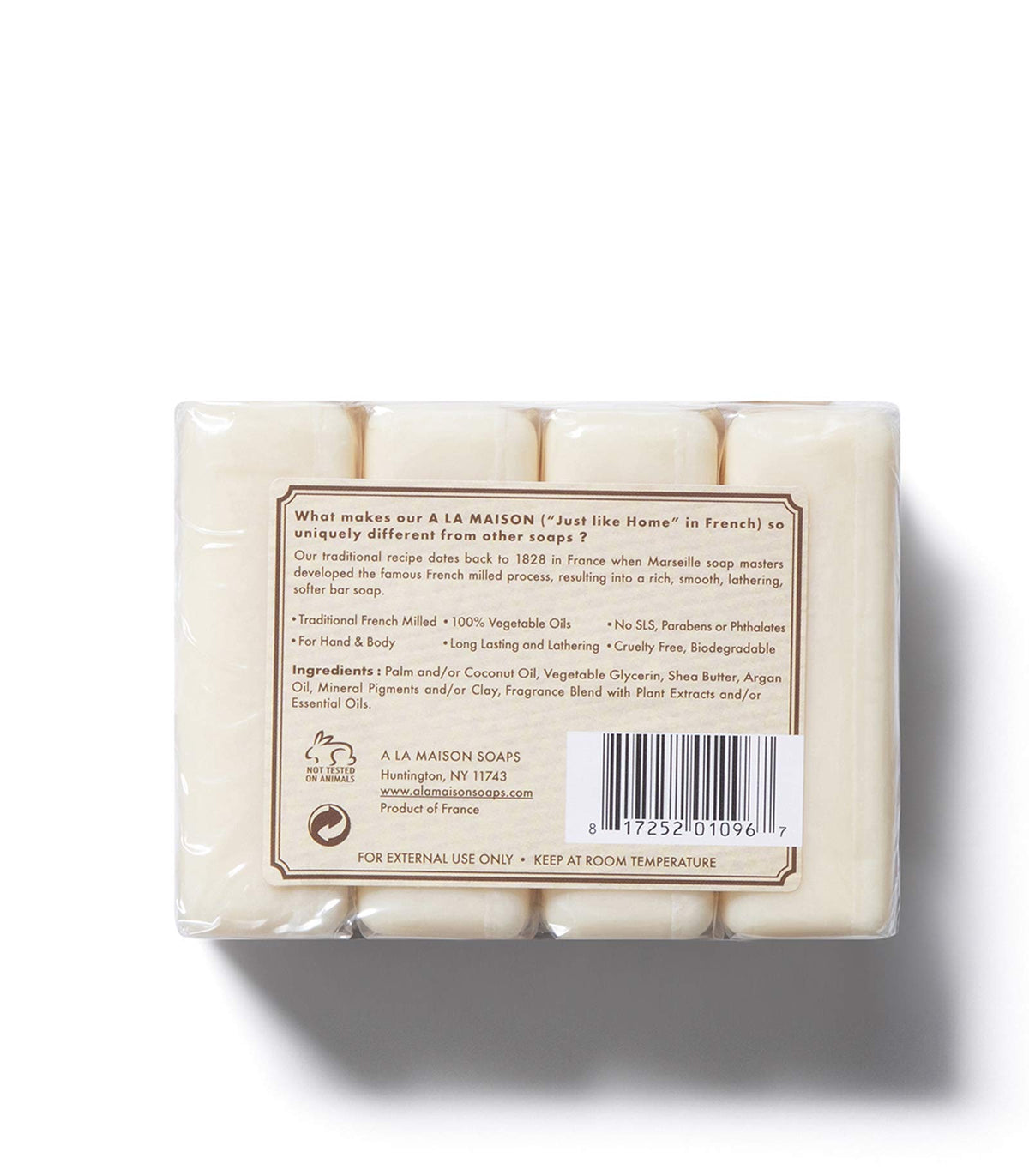 A LA MAISON Sweet Almond Bar Soap lather forming creamy foam for gentle cleansing.
