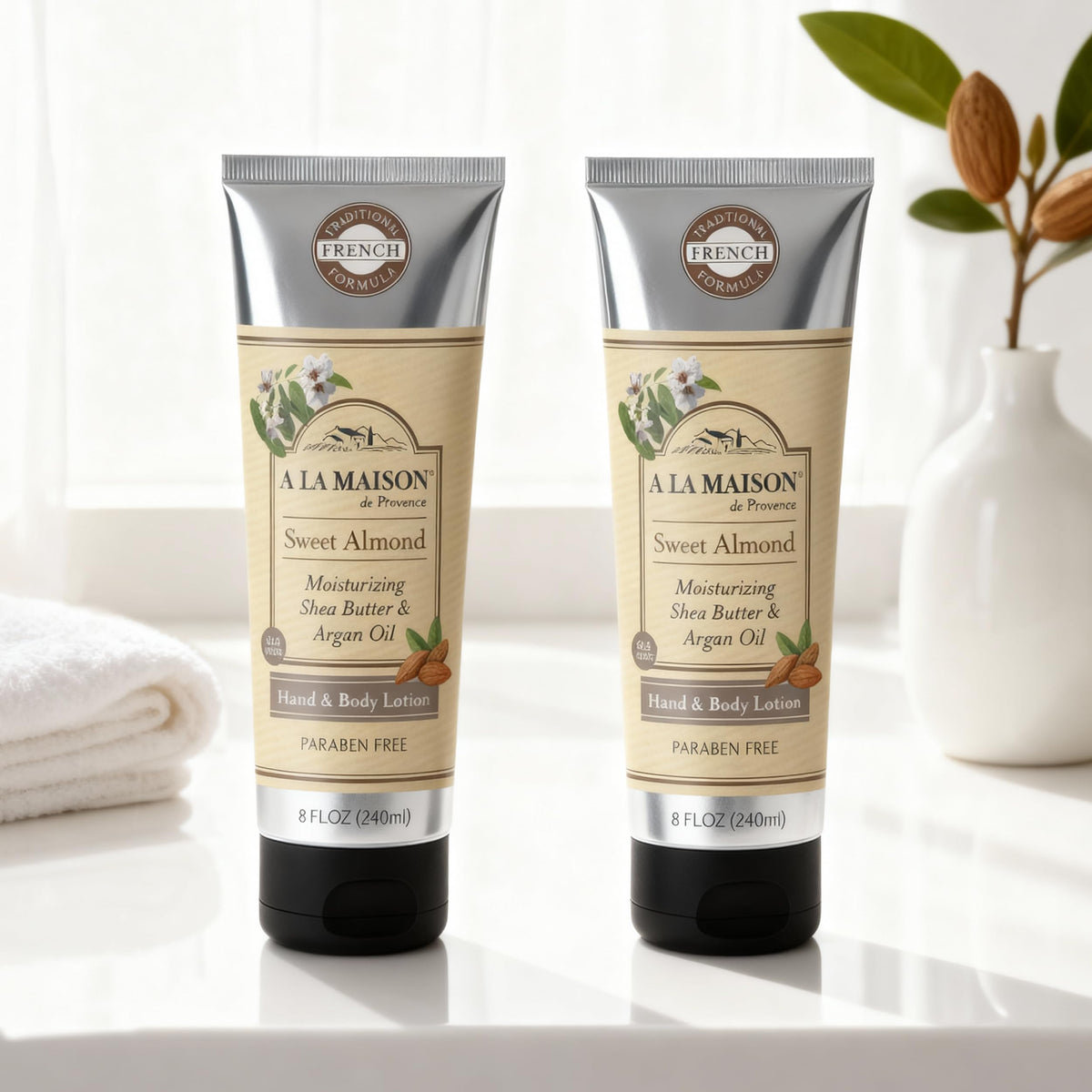 A LA MAISON Moisturizing Lotion texture close-up reveals silky, fast-absorbing hydration.