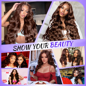 A8 chocolate brown 13x6 wig glueless 3D dome cap for secure wear.
