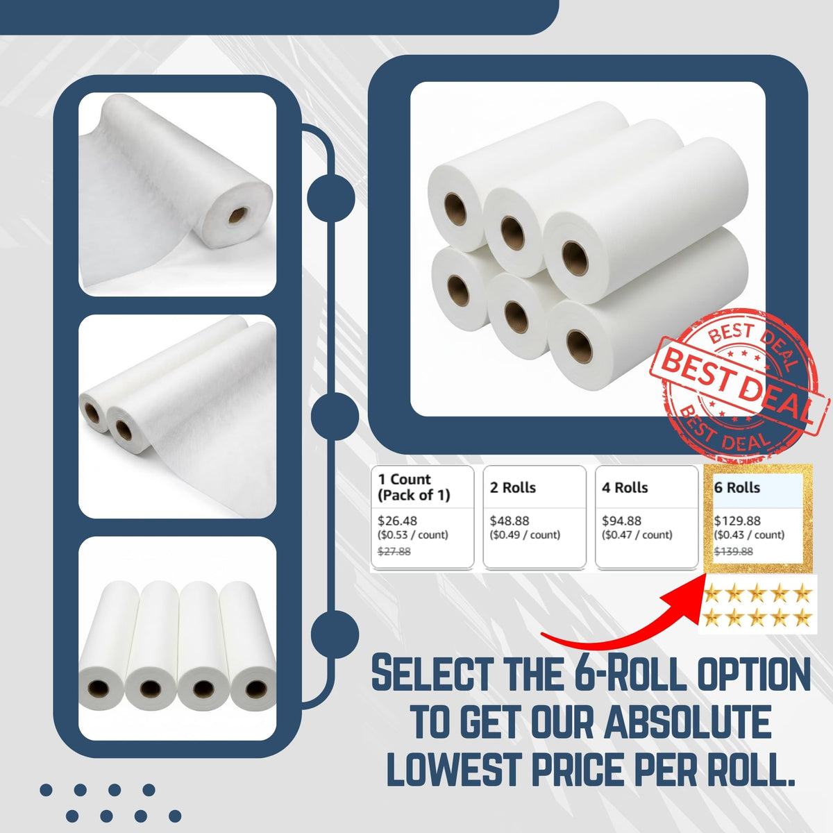 A&A non-woven soft table sheets ideal for hygienic spa treatments.