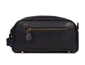 Aaron Leather Goods Vendimia Estilo 10in toiletry bag leather strap handle for easy carry