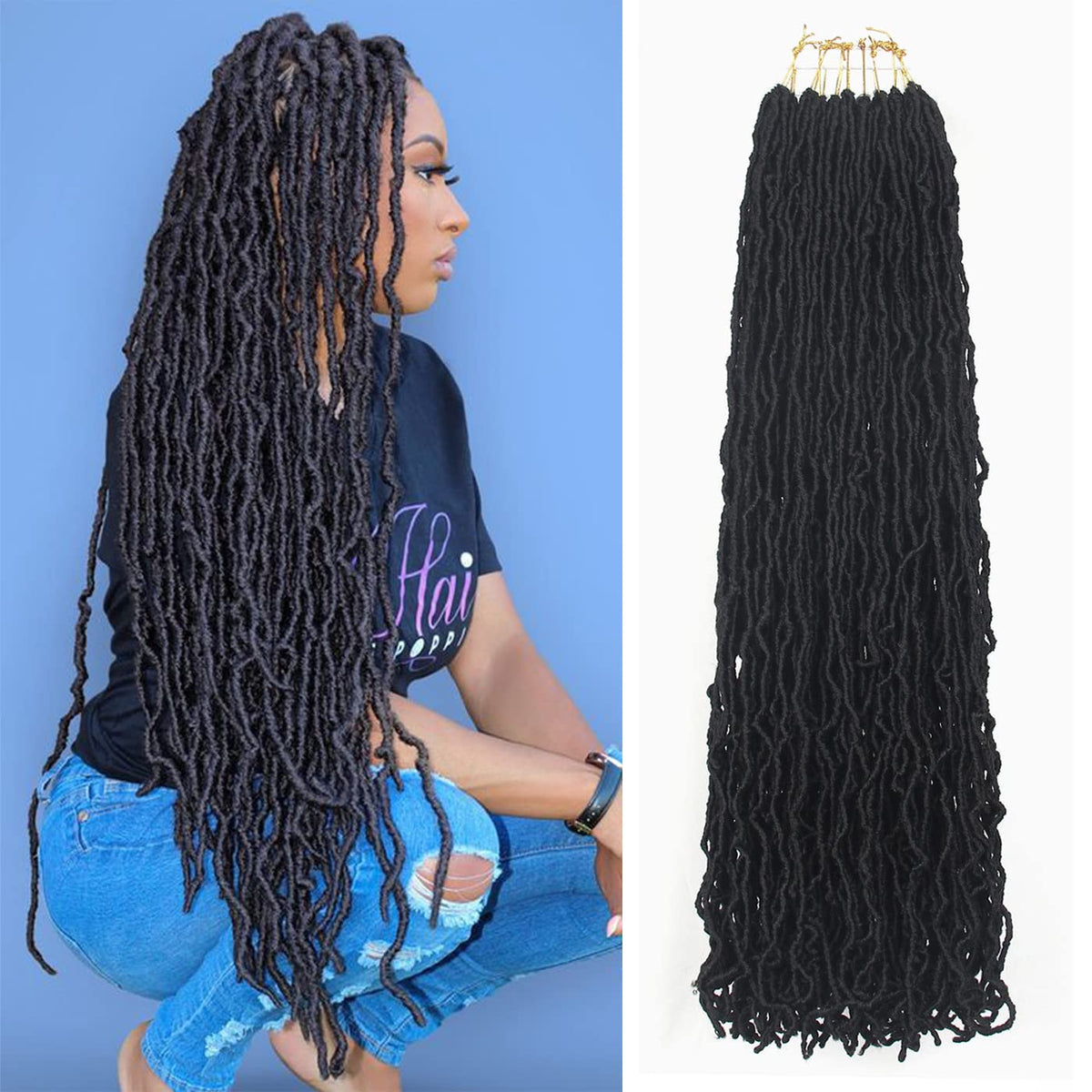 Aayubb 26-inch soft locs pre-looped for easy installation.