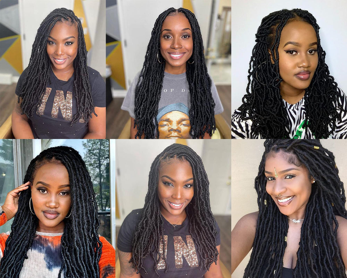 Aayubb crochet locs for black women with natural curls.