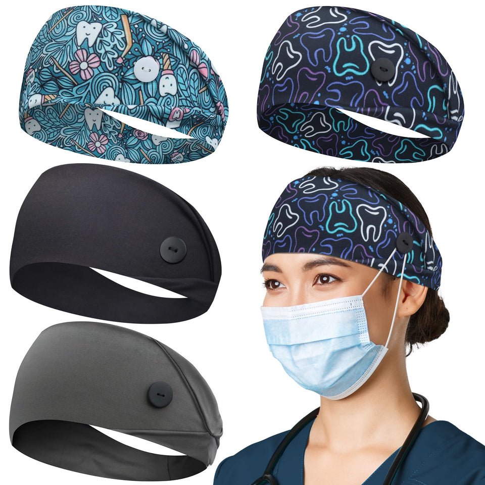 ABAMERICA headbands with button mask clip securely holds masks for nurses.