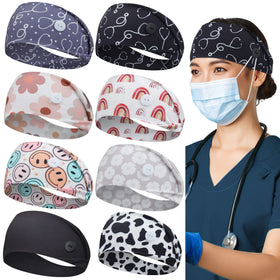 ABAMERICA headbands with mask button closure featuring black crystal buttons for secure wear