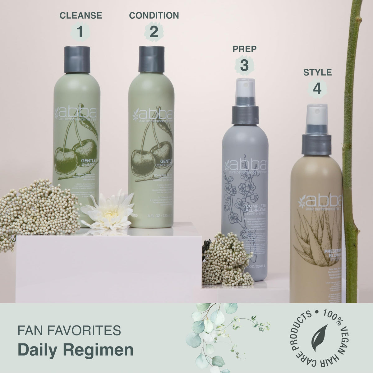 ABBA Pure Gentle Conditioner label close-up highlighting Cherry Bark and Aloe