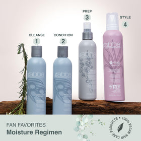 ABBA Pure Moisture Duo packaging emphasizes olive butter and peppermint oil benefits