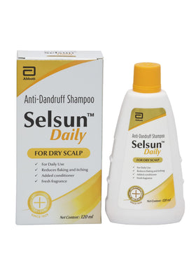 Abbott Selsun Daily label close-up highlights 1% selenium sulfide